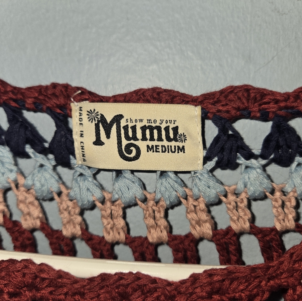 Show Me Your Mumu Paula Crochet Pullover Oversized Striped Sweater Size Medium - Picture 5 of 7